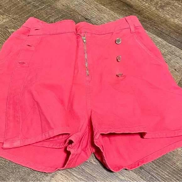 Zara Hot Pink Denim Skort Skirt Pockets Button Casual 90s Grunge Chic - Picture 4 of 7